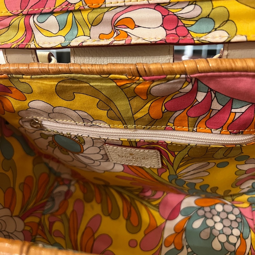 Vintage Kate Spade New York Wicker Basket Bag – Early 2000s Floral Lined - Picture 6 of 11